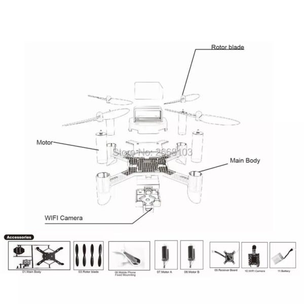 ⁦רחפן לבניה עצמית DM002 2.4G 4CH⁩ – תמונה ⁦5⁩