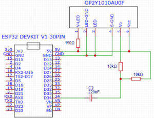 GP2Y1010AU0F-connection-esp32