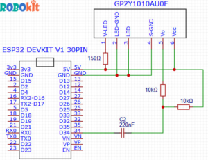 GP2Y1010AU0F-connection-esp32
