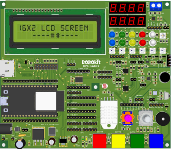 לוח לימודי EDU-LAB-STD מבוסס ESP32  עם מסך LCD - כולל ספר ודוגמאות